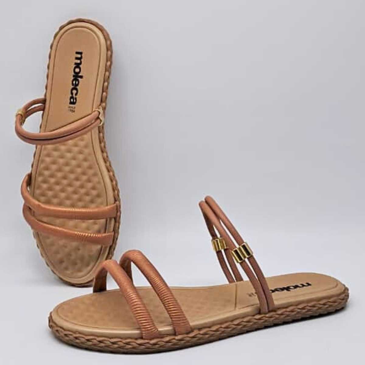 Sandália Feminina Moleca Rasteirinha 2 Tiras Estilo 5452.230 Nude 4