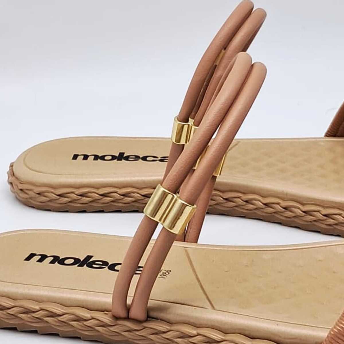 Sandália Feminina Moleca Rasteirinha 2 Tiras Estilo 5452.230 Nude 5