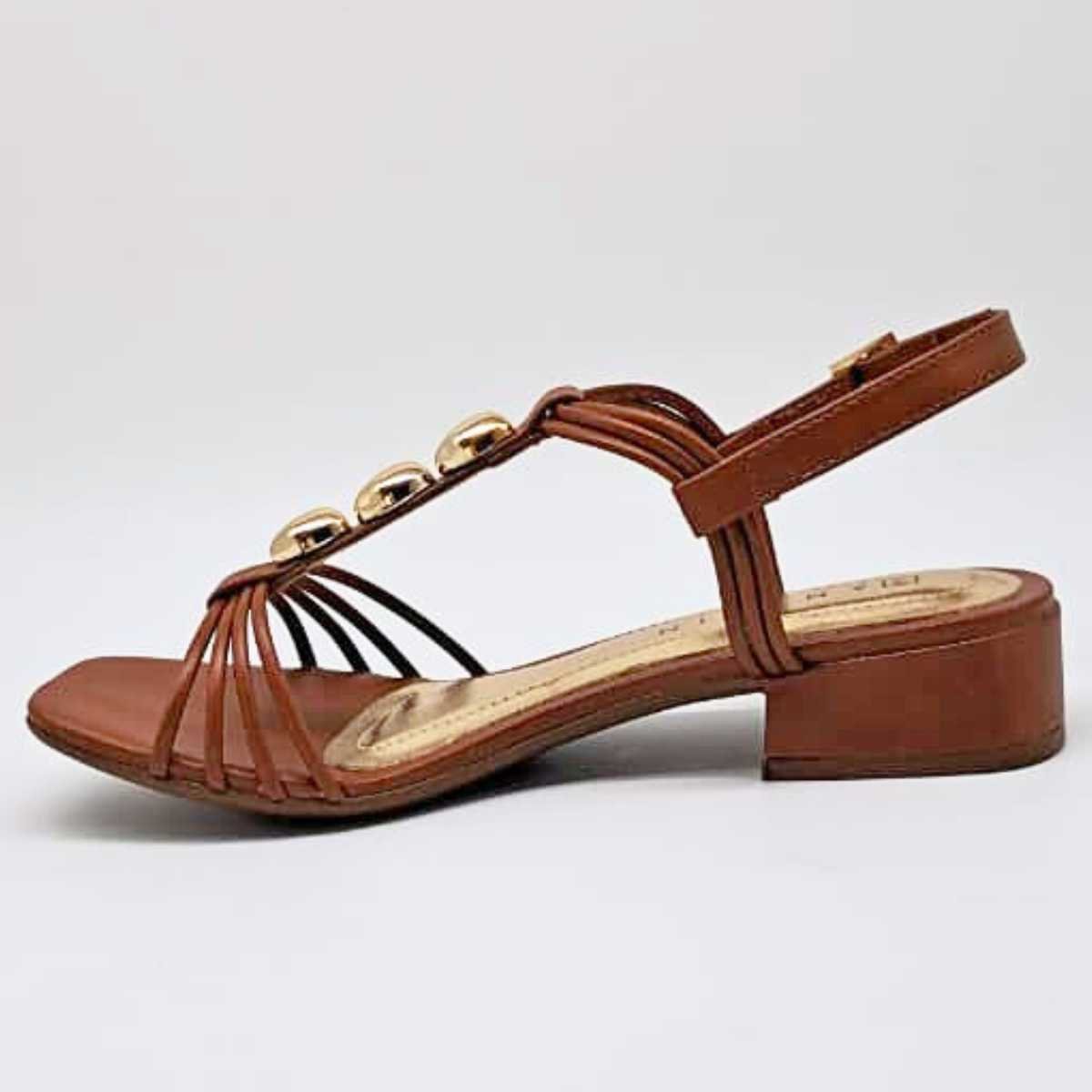 Sandália Feminina Ramarim Salto Baixo Estilo Leve 25-48203 Marrom 2