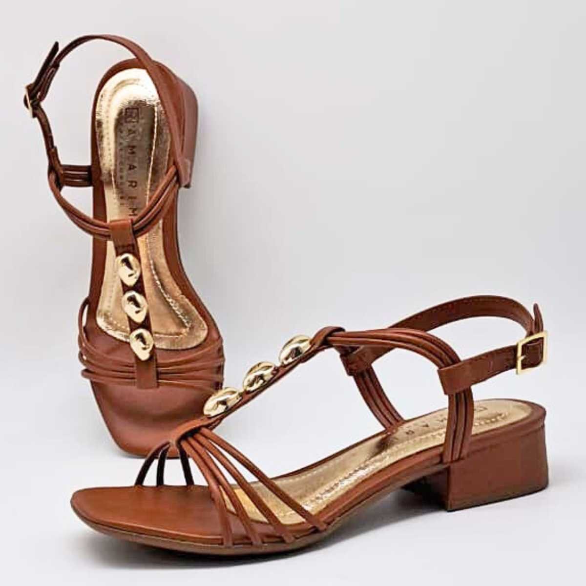 Sandália Feminina Ramarim Salto Baixo Estilo Leve 25-48203 Marrom 4