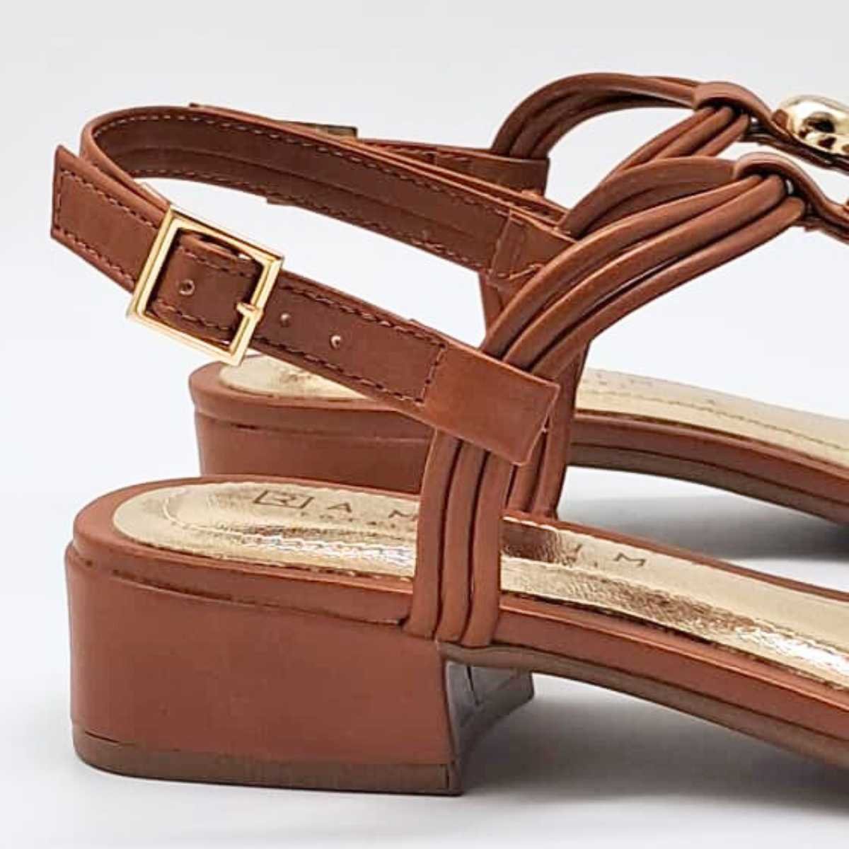 Sandália Feminina Ramarim Salto Baixo Estilo Leve 25-48203 Marrom 5