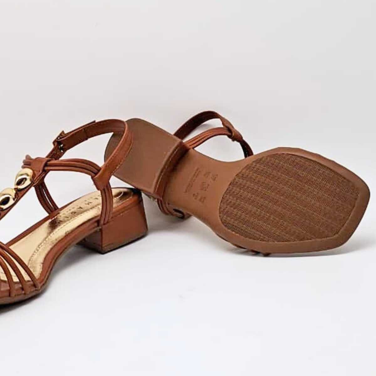 Sandália Feminina Ramarim Salto Baixo Estilo Leve 25-48203 Marrom 7