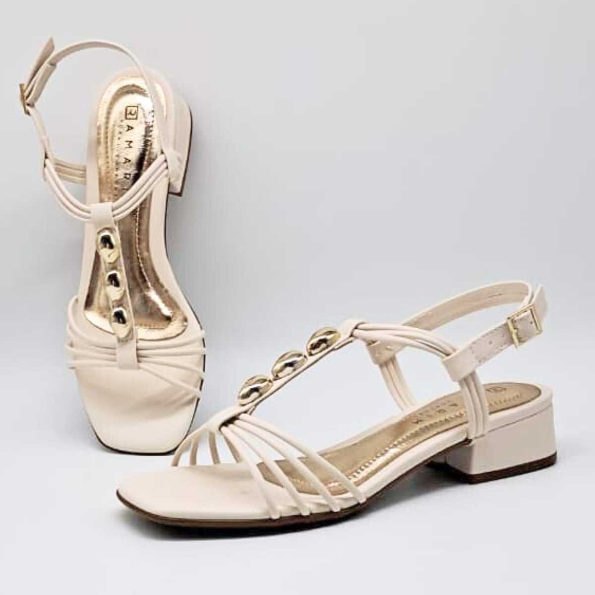 Sandália Feminina Ramarim Salto Baixo Estilo Leve 25-48203 Coconut 3