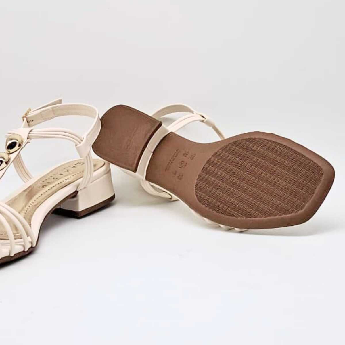 Sandália Feminina Ramarim Salto Baixo Estilo Leve 25-48203 Coconut 6