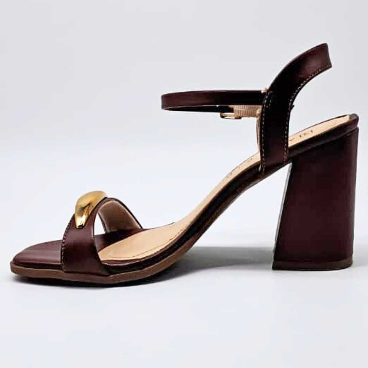 Sandália Feminina Ramarim Salto Médio Elegante 25-41202 Marrom 2