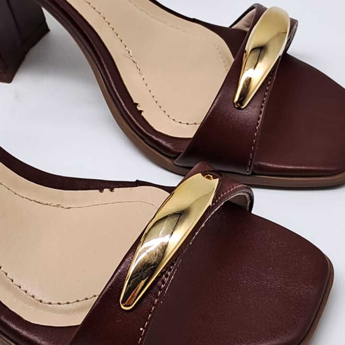 Sandália Feminina Ramarim Salto Médio Elegante 25-41202 Marrom 3