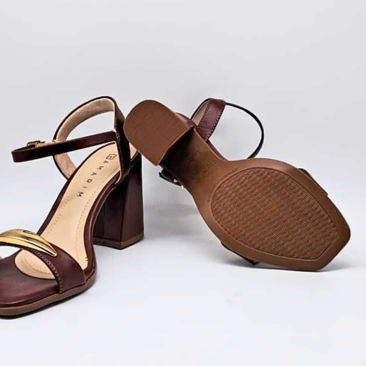 Sandália Feminina Ramarim Salto Médio Elegante 25-41202 Marrom 8