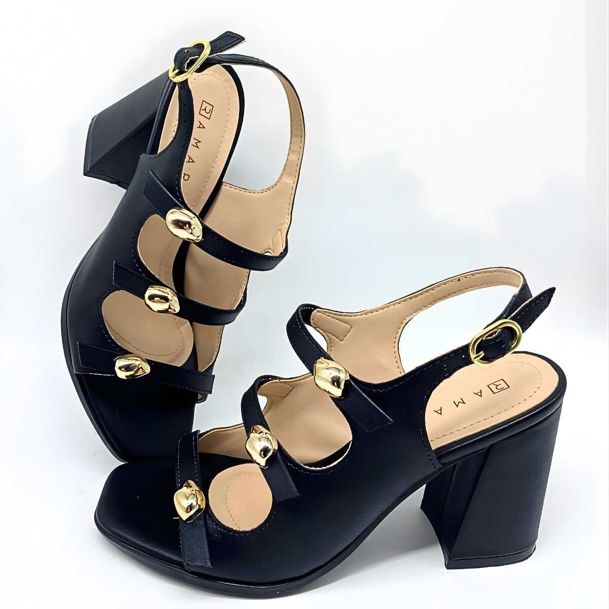 Sandália Feminina Ramarim Salto Estilo Conforto Leve 25-41205 Preto 6