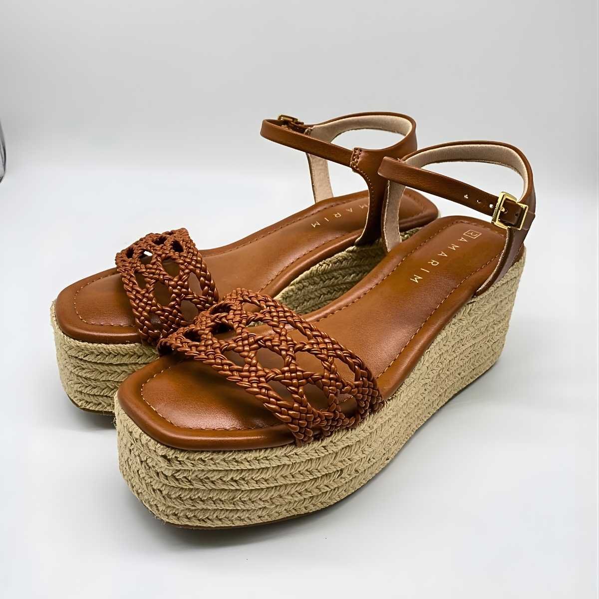 Sandália Feminina Ramarim Plataforma Corda Estilo 25-36206 Marrom 4