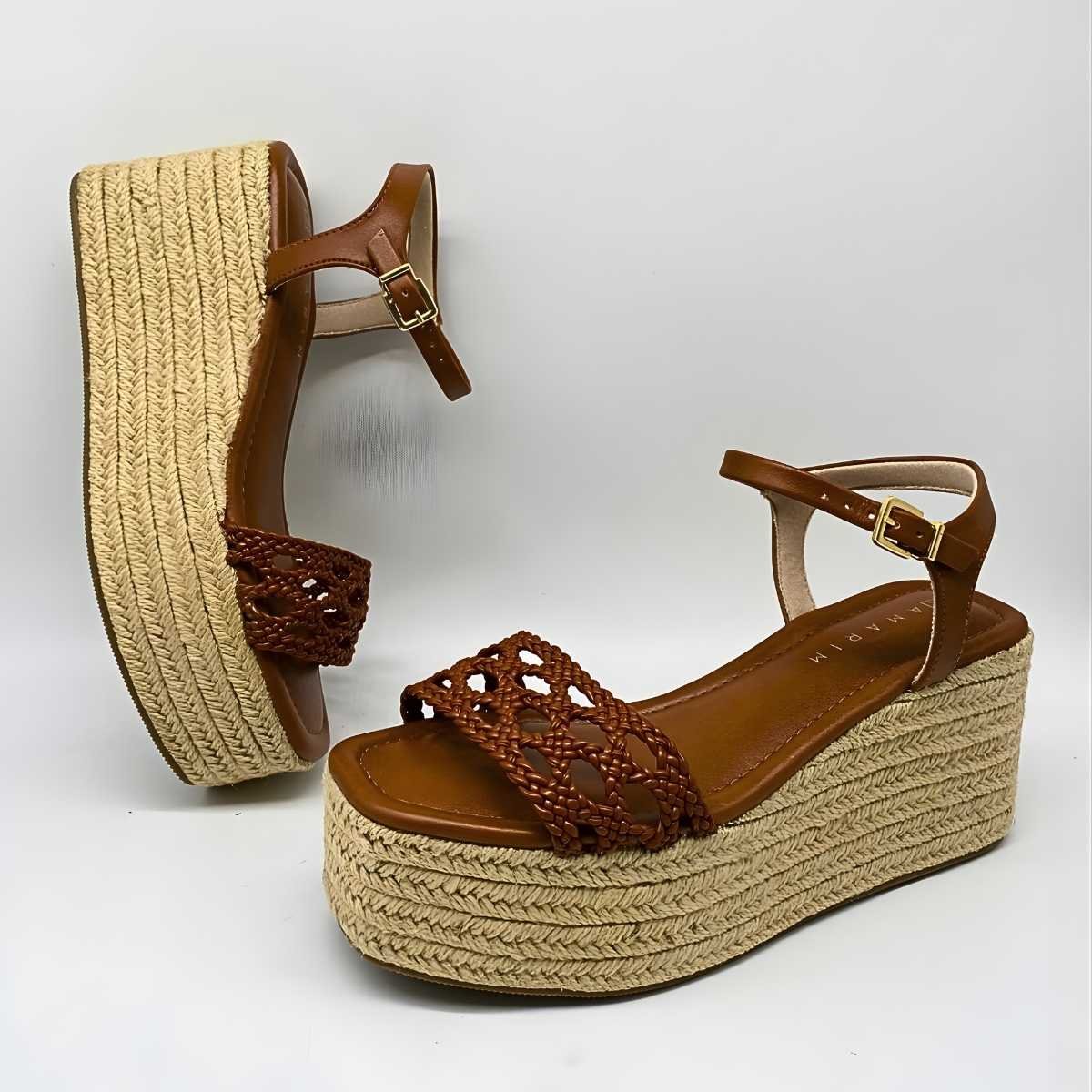 Sandália Feminina Ramarim Plataforma Corda Estilo 25-36206 Marrom 5
