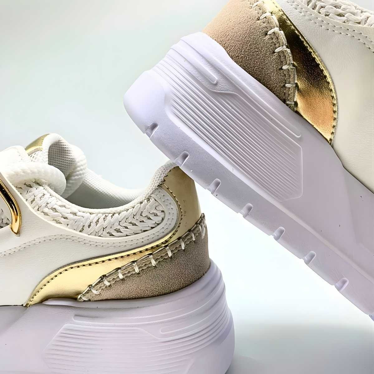 Tênis Ramarim Feminino Estilo Conforto Casual Leve 25-76233 Branco/Dourado 5