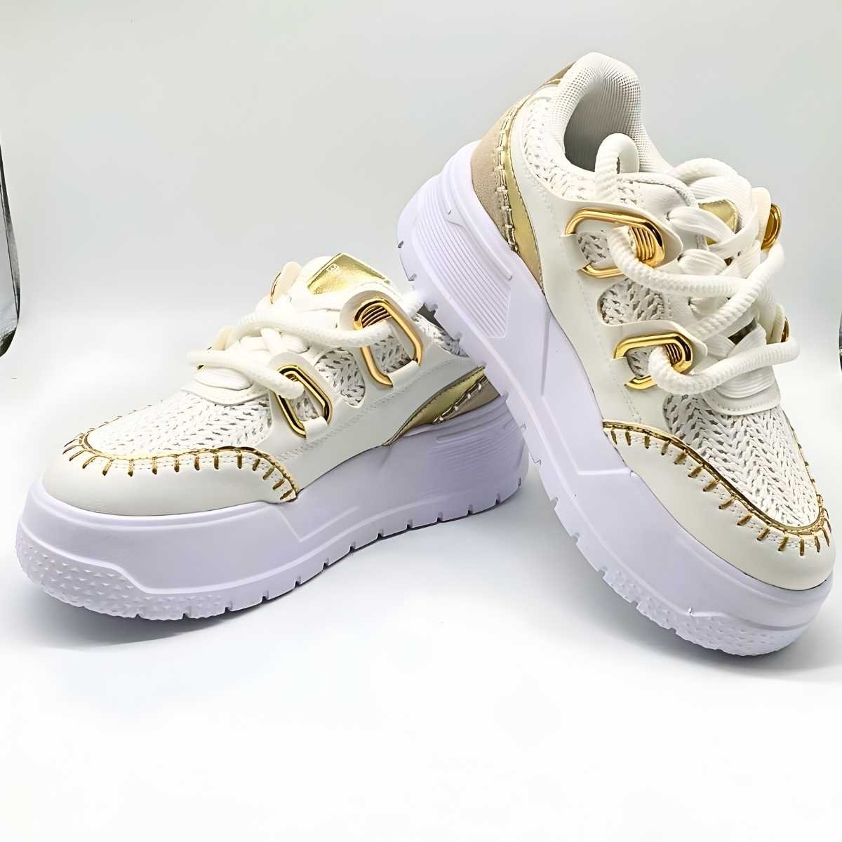 Tênis Ramarim Feminino Estilo Conforto Casual Leve 25-76233 Branco/Dourado 7