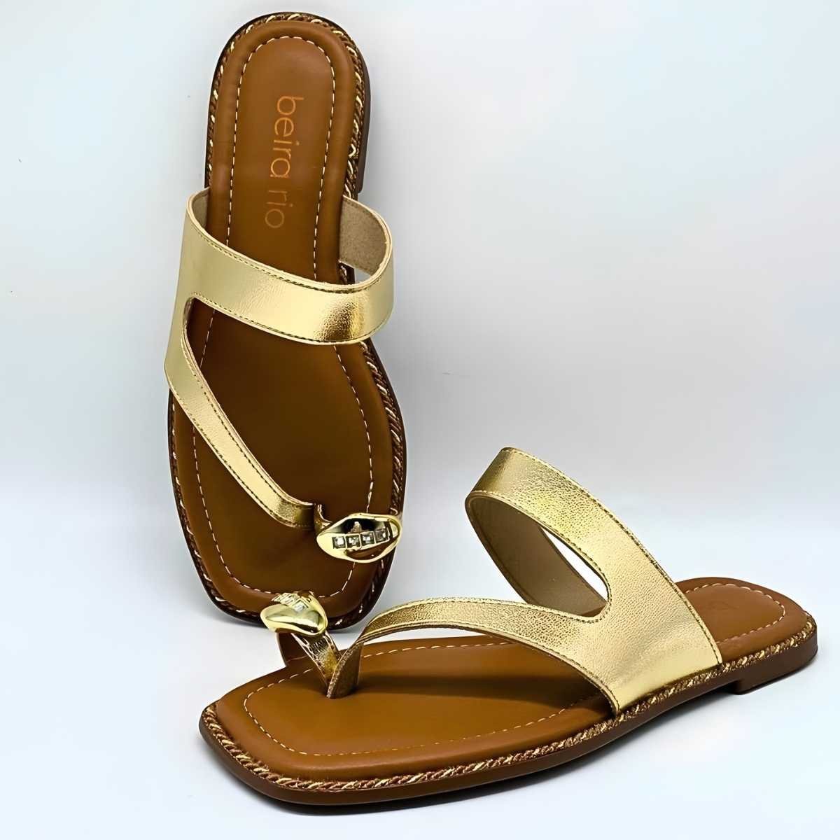 Sandália Feminina Beira Rio Estilo Conforto Leve 8506.209 Dourado 7