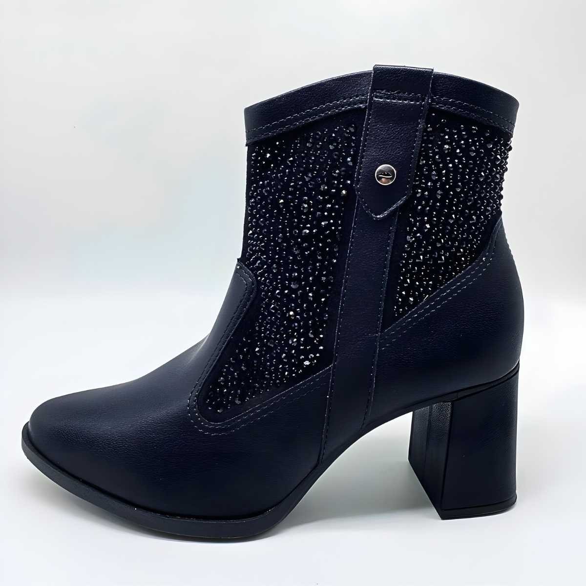 Bota Feminina Dakota Cano Curto Estilo Conforto Brilho G9904 Preto 3