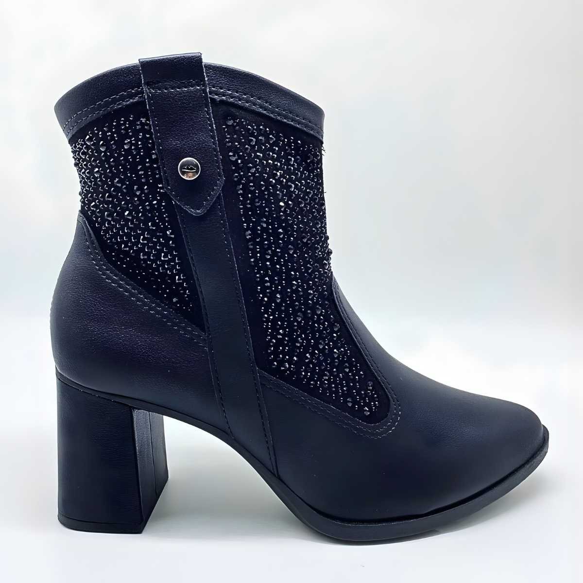 Bota Feminina Dakota Cano Curto Estilo Conforto Brilho G9904 Preto 2