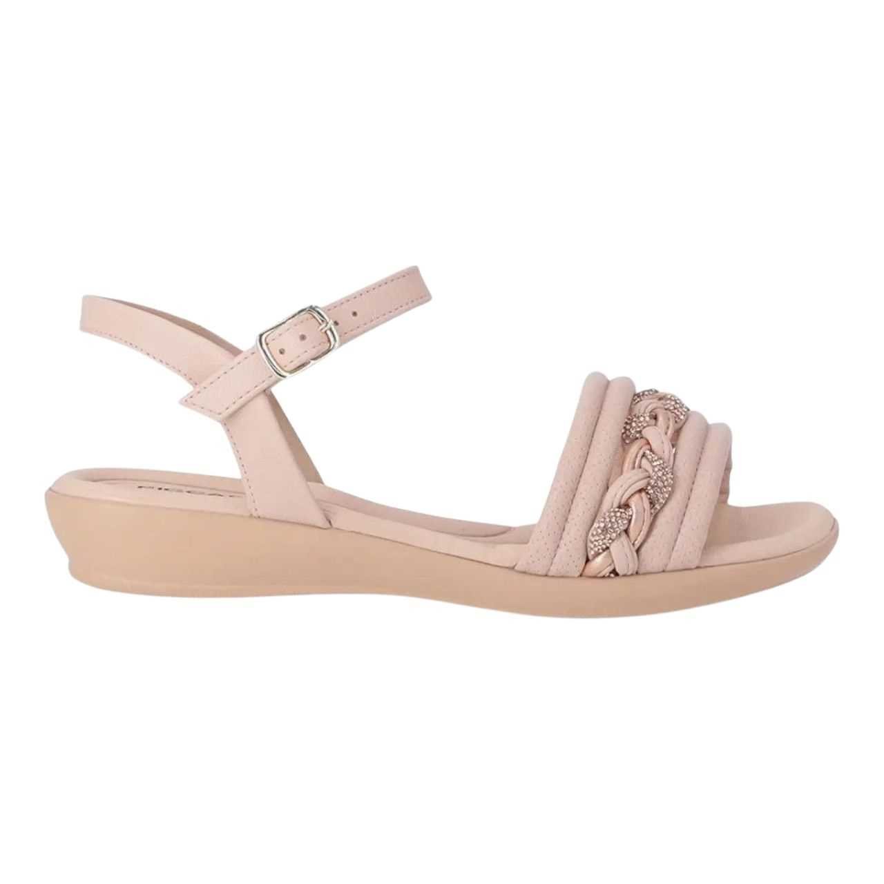 Sandália Piccadilly Feminina Salto Baixo Estilo Confy 500377 Rose 2