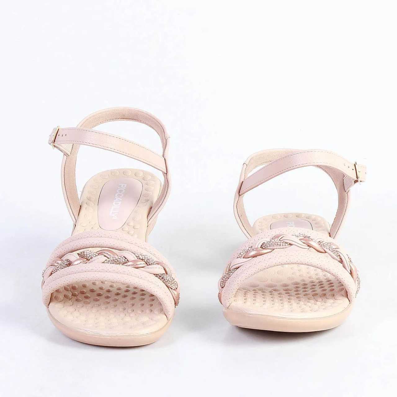 Sandália Piccadilly Feminina Salto Baixo Estilo Confy 500377 Rose 3
