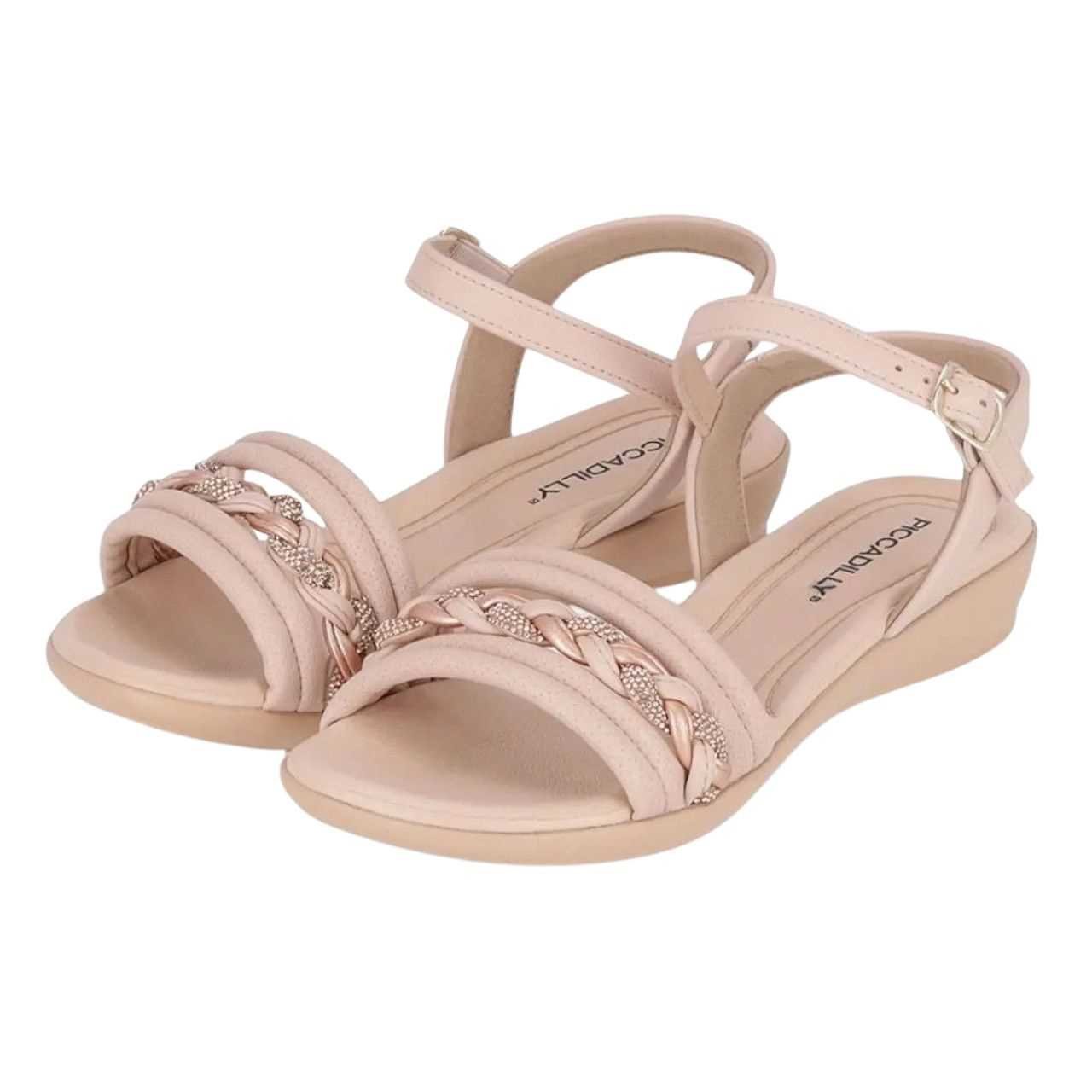 Sandália Piccadilly Feminina Salto Baixo Estilo Confy 500377 Rose 6