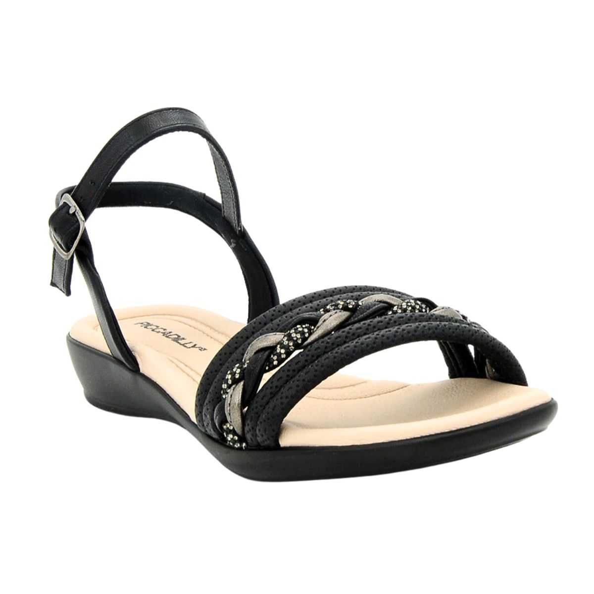 Sandália Piccadilly Feminina Salto Baixo Estilo Confy 500377 Preto 2