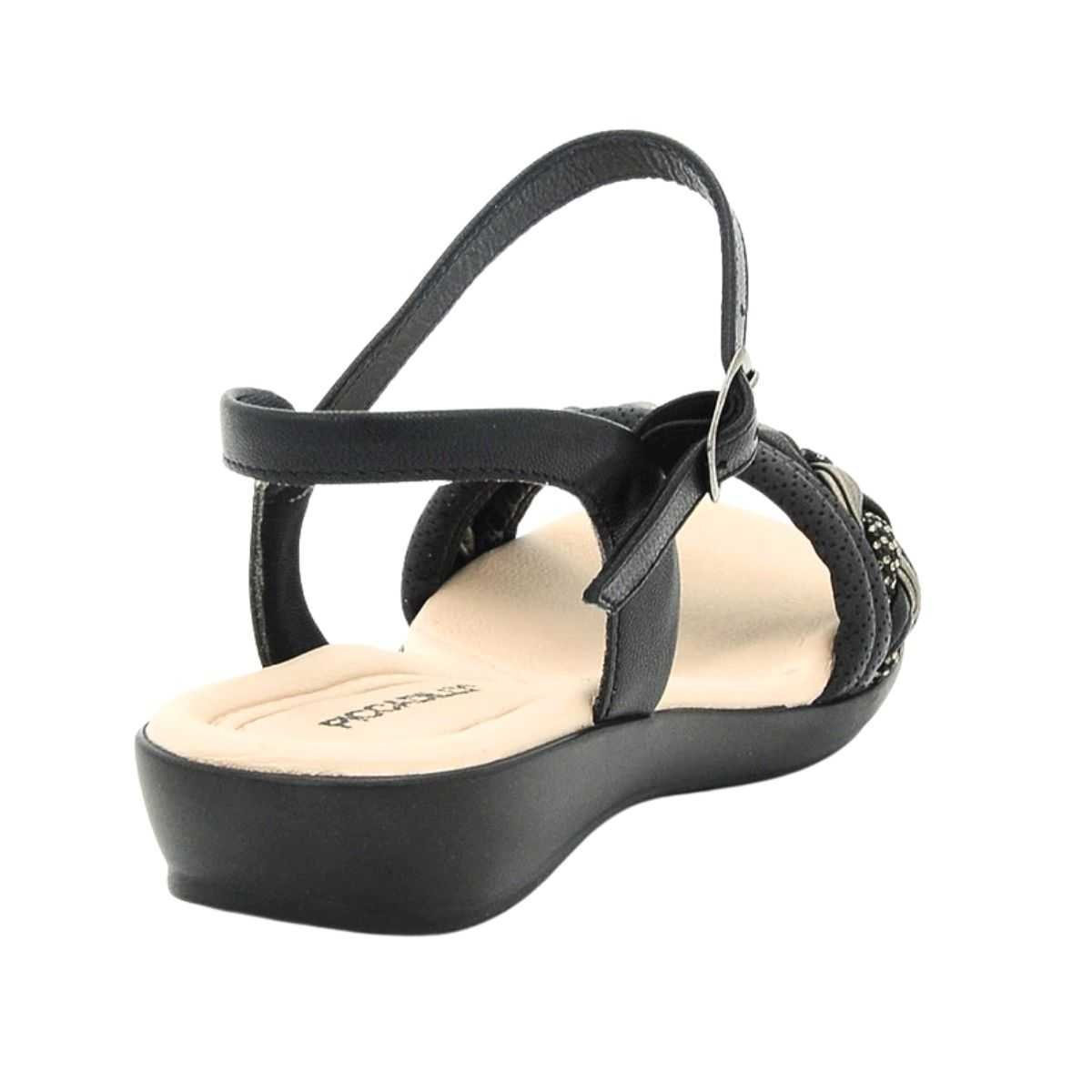 Sandália Piccadilly Feminina Salto Baixo Estilo Confy 500377 Preto 3