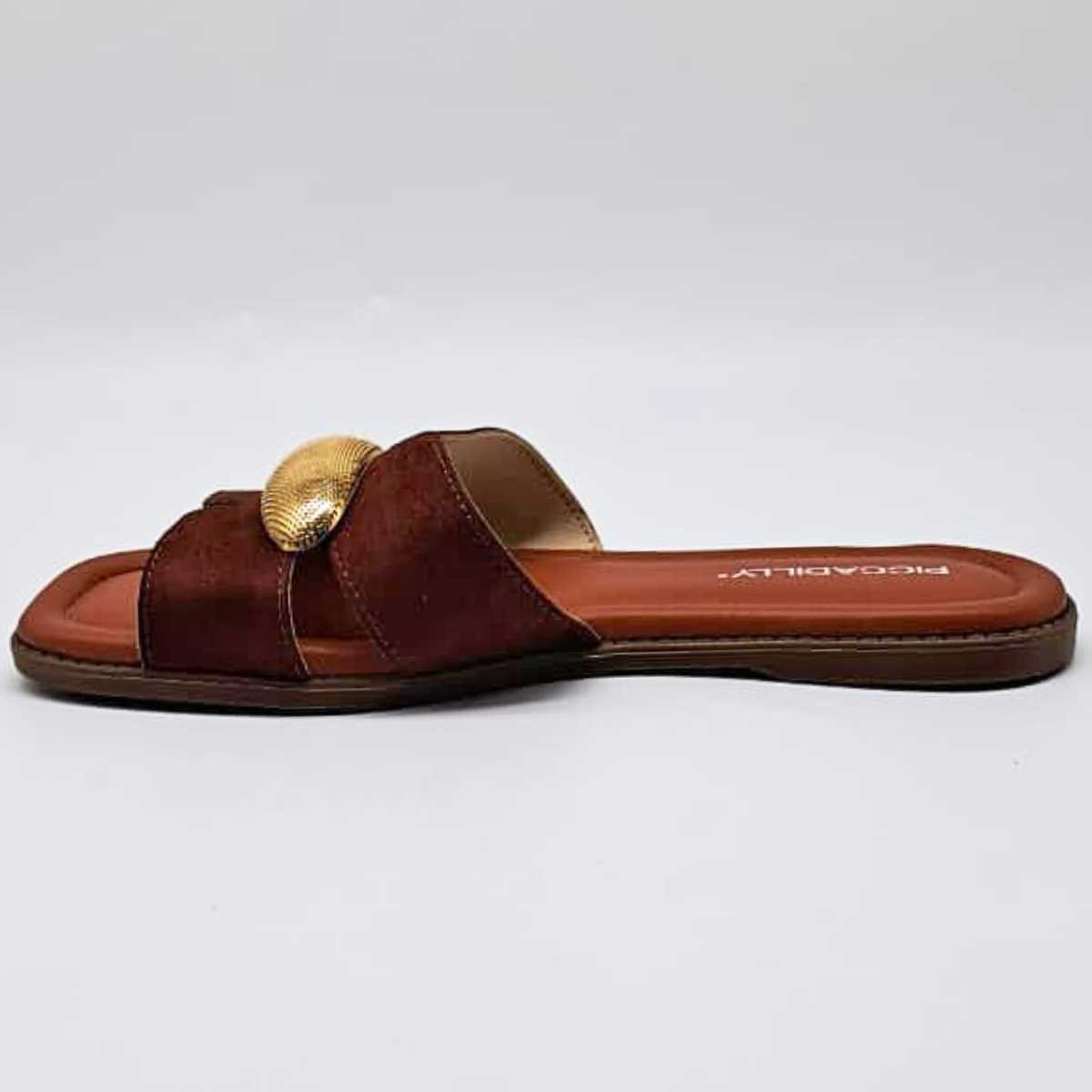 Sandália Feminino Piccadilly Rasteirinha Estilo Confy 508069 Pinhão 2