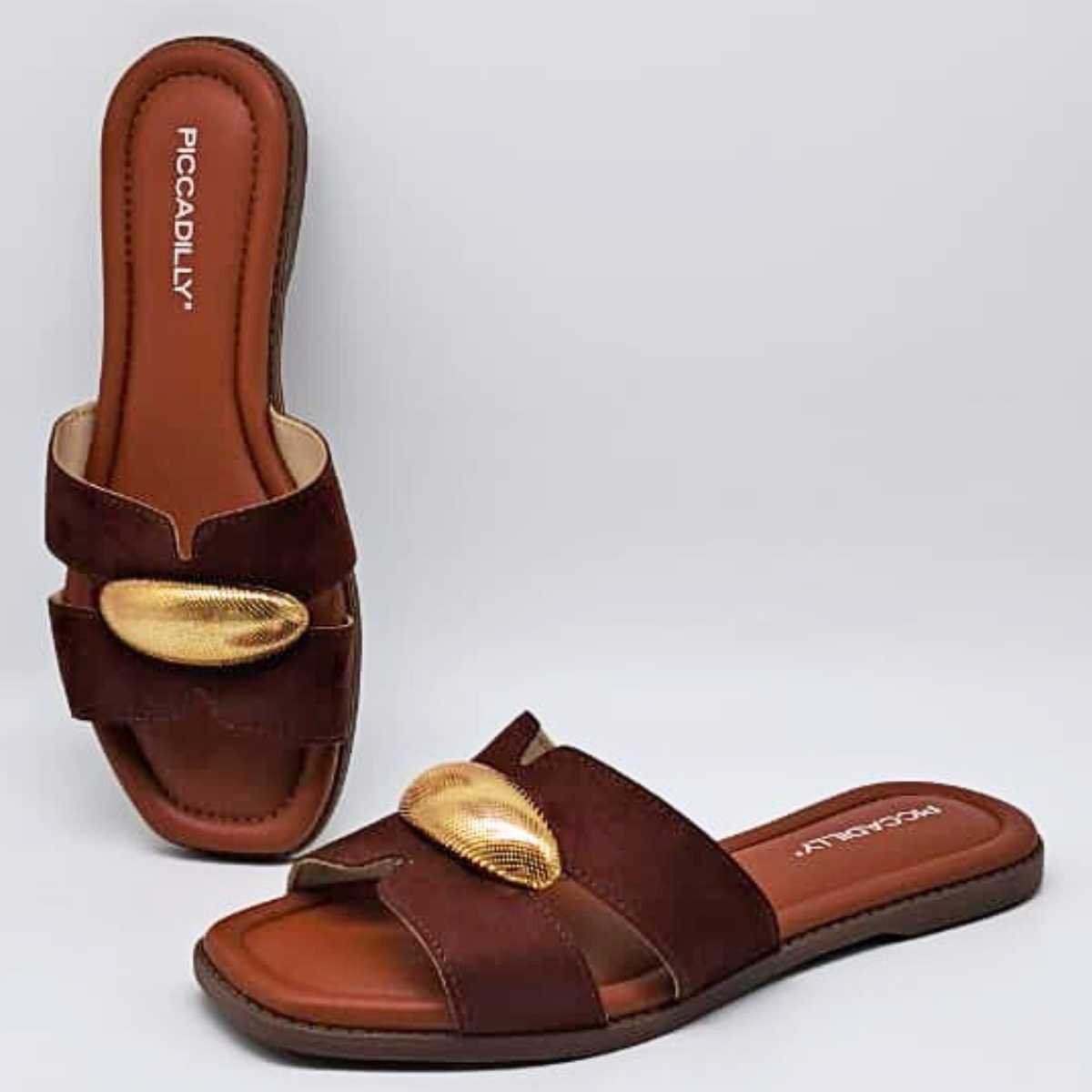 Sandália Feminino Piccadilly Rasteirinha Estilo Confy 508069 Pinhão 3