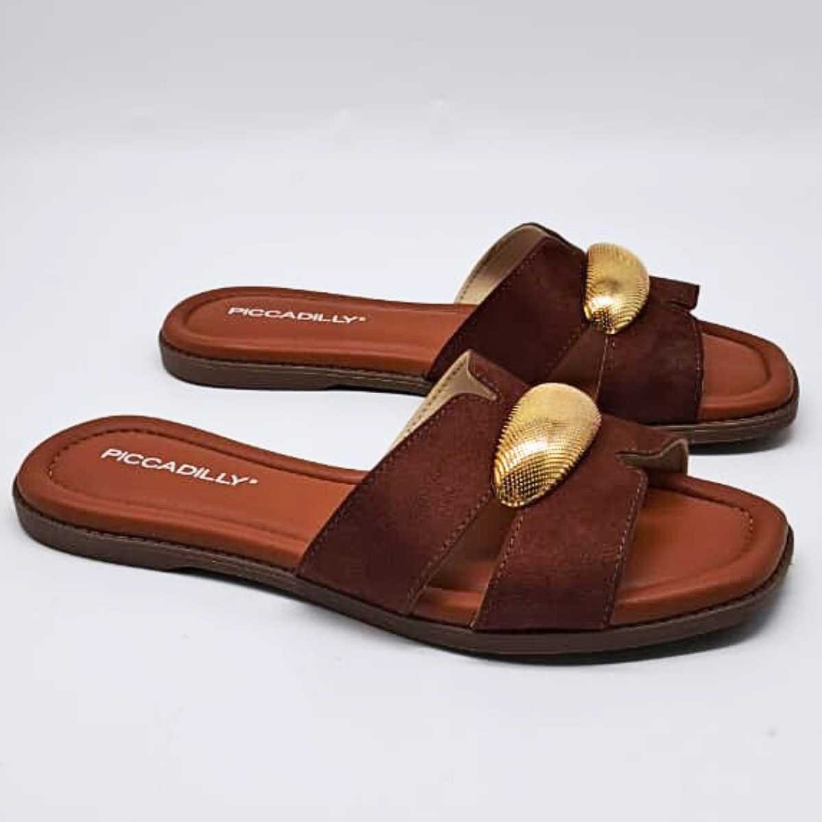 Sandália Feminino Piccadilly Rasteirinha Estilo Confy 508069 Pinhão 4