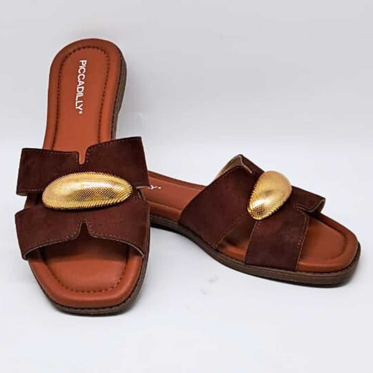 Sandália Feminino Piccadilly Rasteirinha Estilo Confy 508069 Pinhão 5