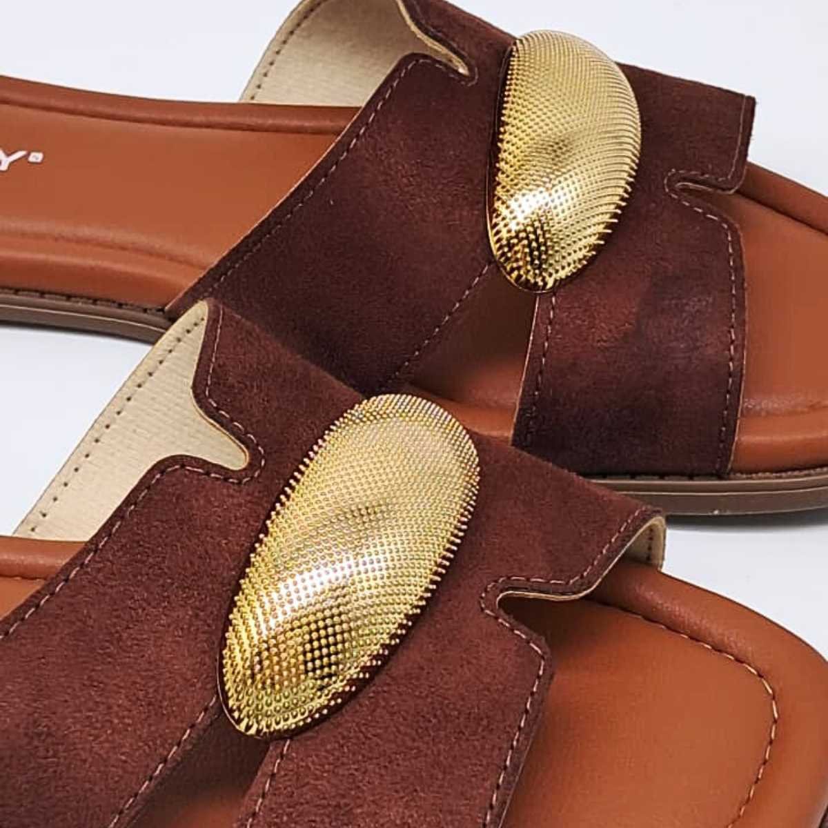 Sandália Feminino Piccadilly Rasteirinha Estilo Confy 508069 Pinhão 6