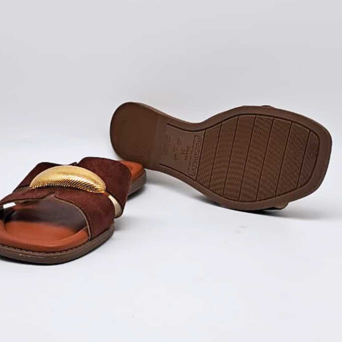 Sandália Feminino Piccadilly Rasteirinha Estilo Confy 508069 Pinhão 7