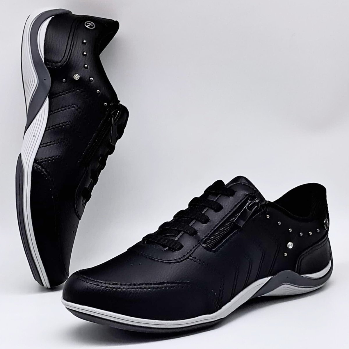 Tênis Casual Zíper Calce Fácil Feminino Kolosh C3670 Preto 5