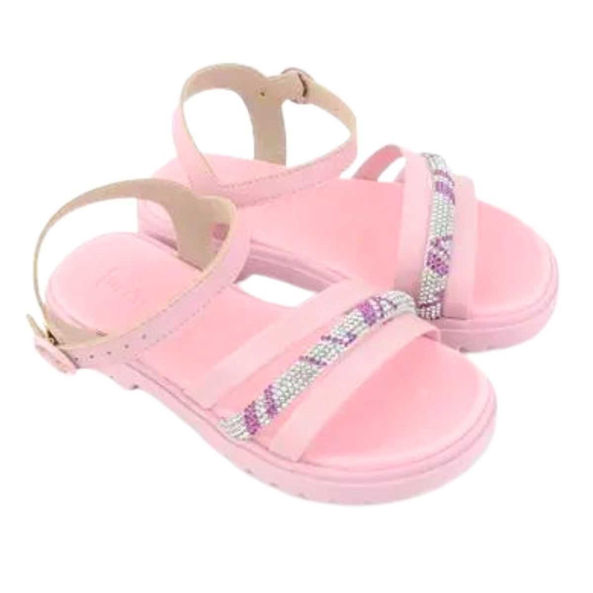 Sandália Menina Molekinha Infantil Strass Estilosa 2344.128 Rosa 3