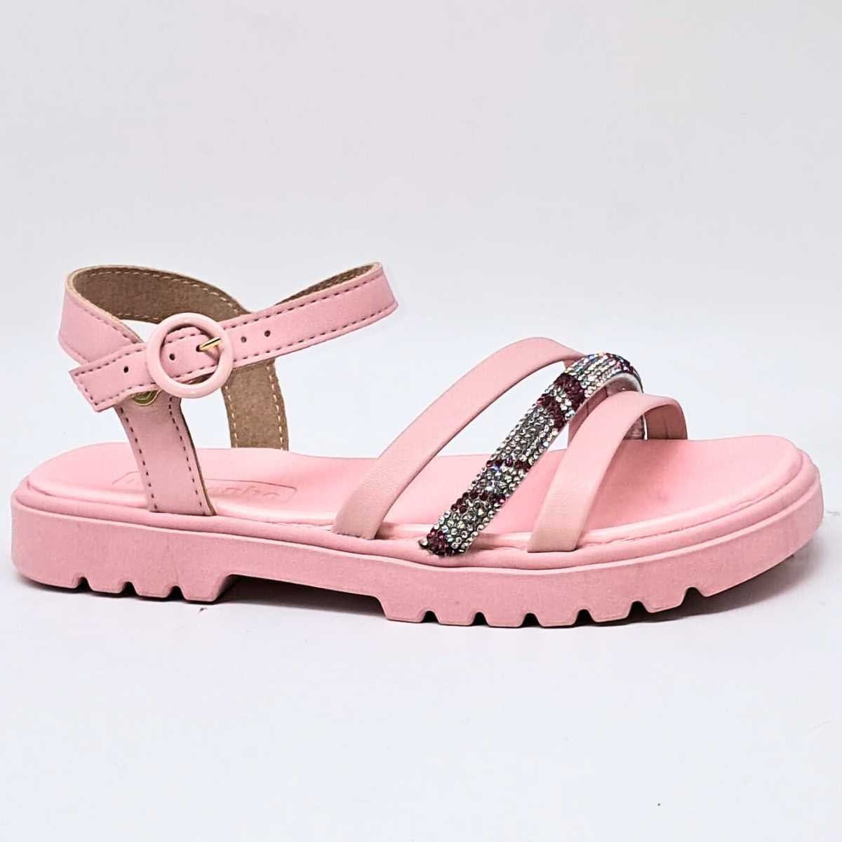 Sandália Menina Molekinha Infantil Strass Estilosa 2344.128 Rosa 4