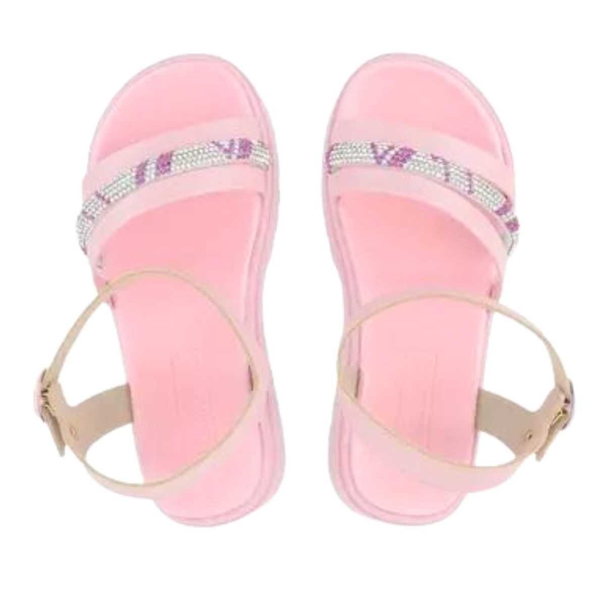 Sandália Menina Molekinha Infantil Strass Estilosa 2344.128 Rosa 5