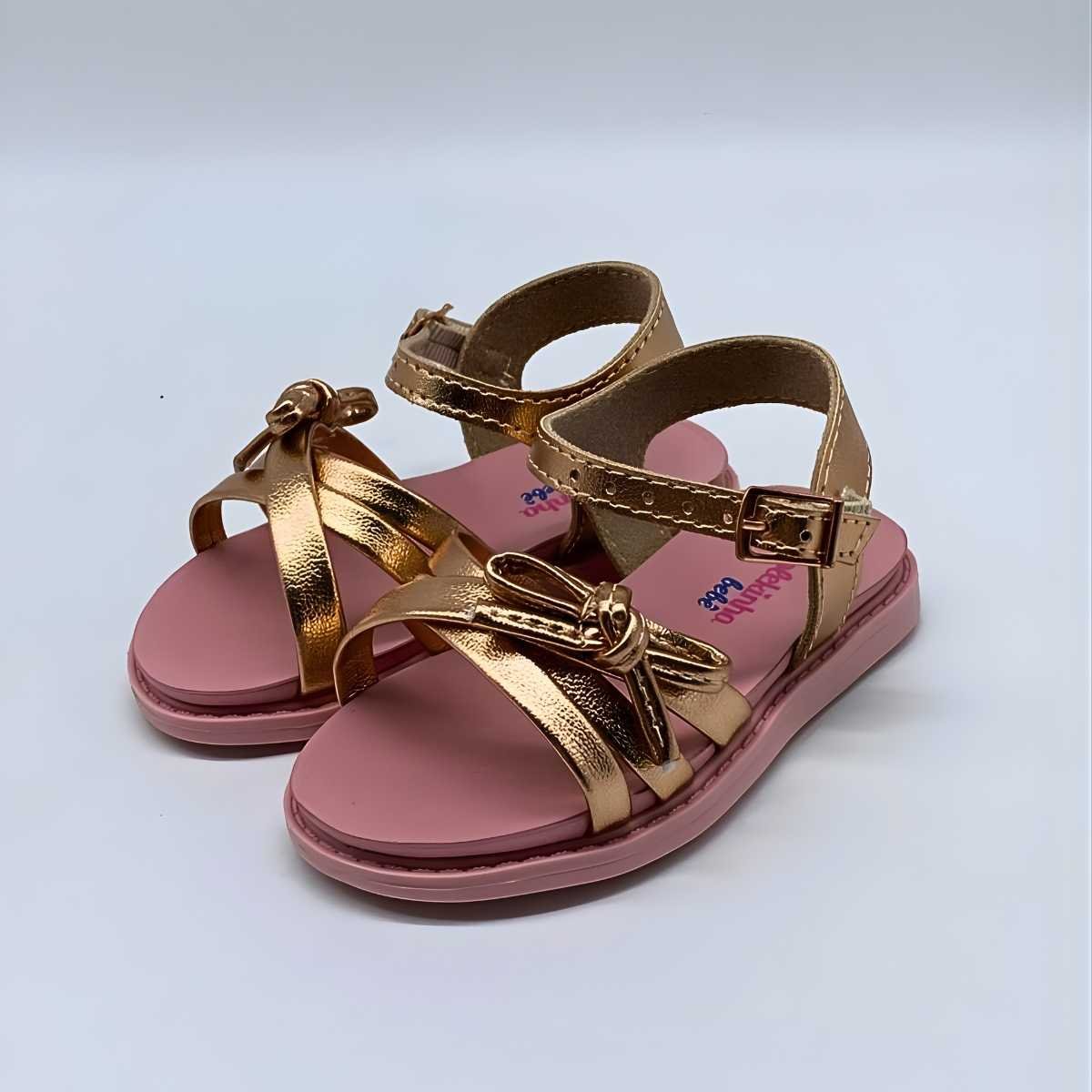 Sandália Menina Bebê Molekinha Metalizada Estilo 2714.222 Dourado 4
