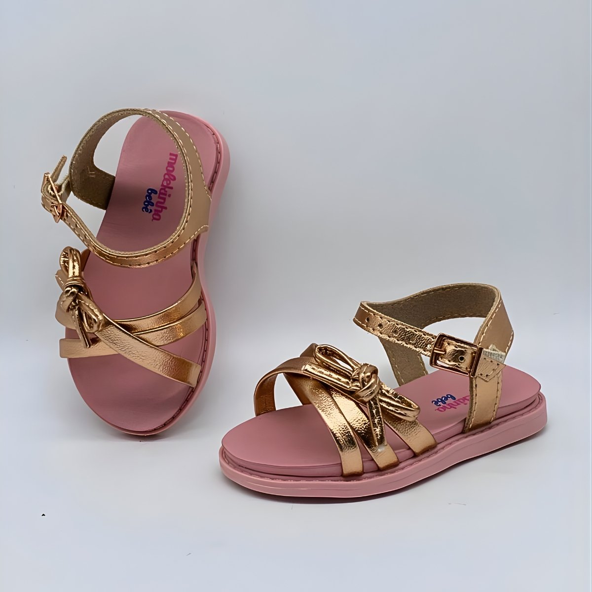 Sandália Menina Bebê Molekinha Metalizada Estilo 2714.222 Dourado 7