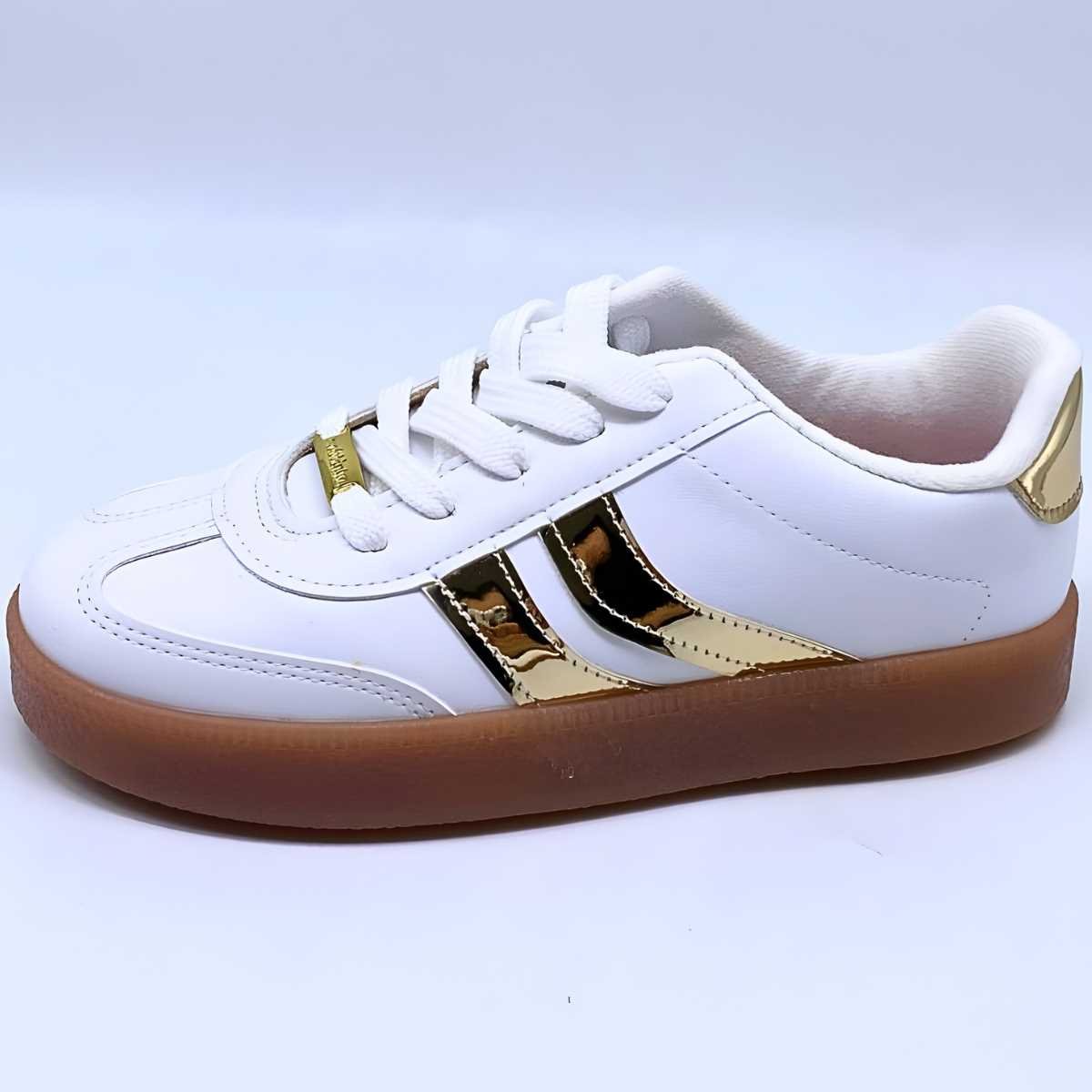 Tênis Casual Infantil Menina Molekinha 2582.102 Branco/Dourado 2