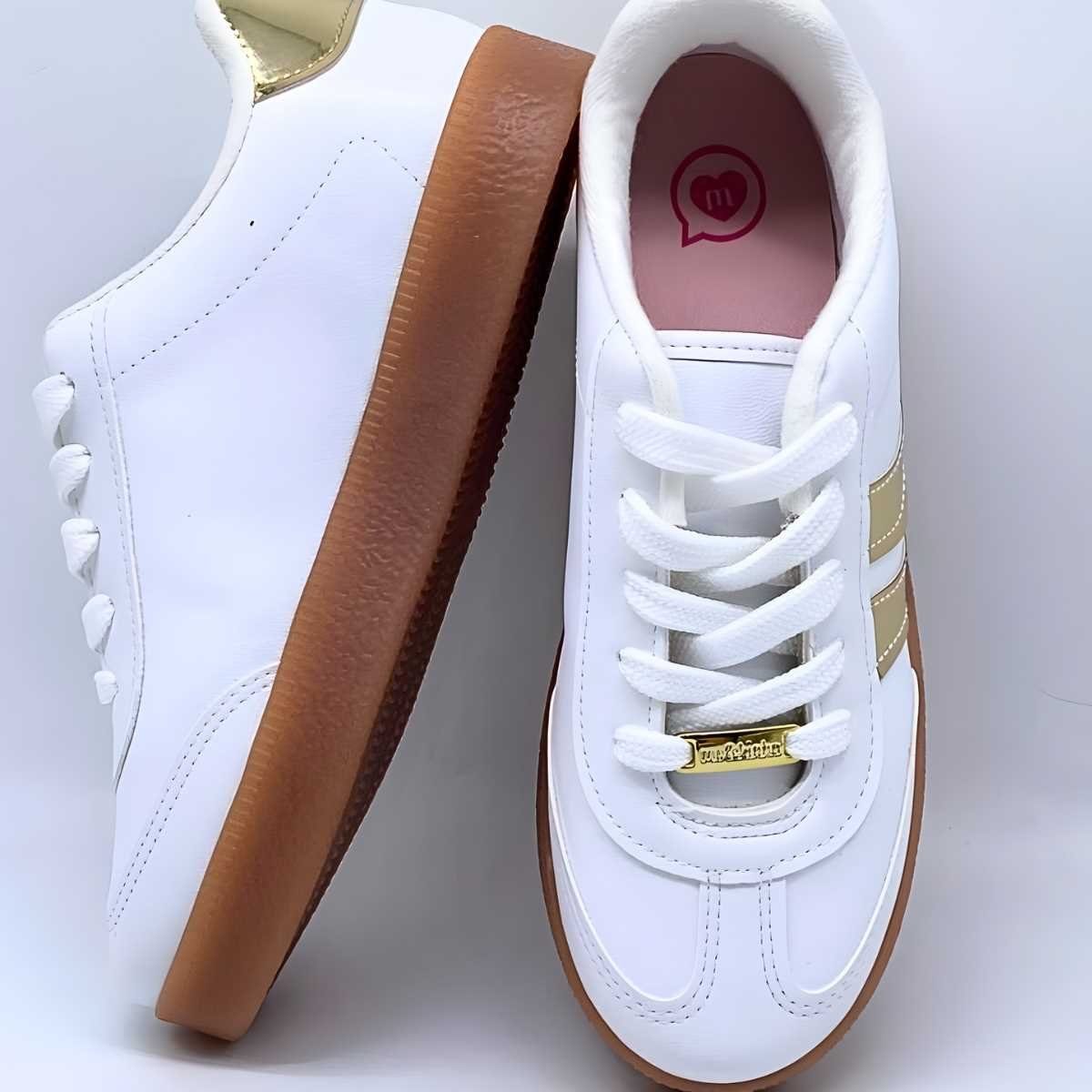 Tênis Casual Infantil Menina Molekinha 2582.102 Branco/Dourado 3