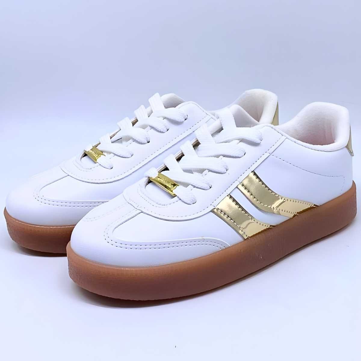 Tênis Casual Infantil Menina Molekinha 2582.102 Branco/Dourado 4