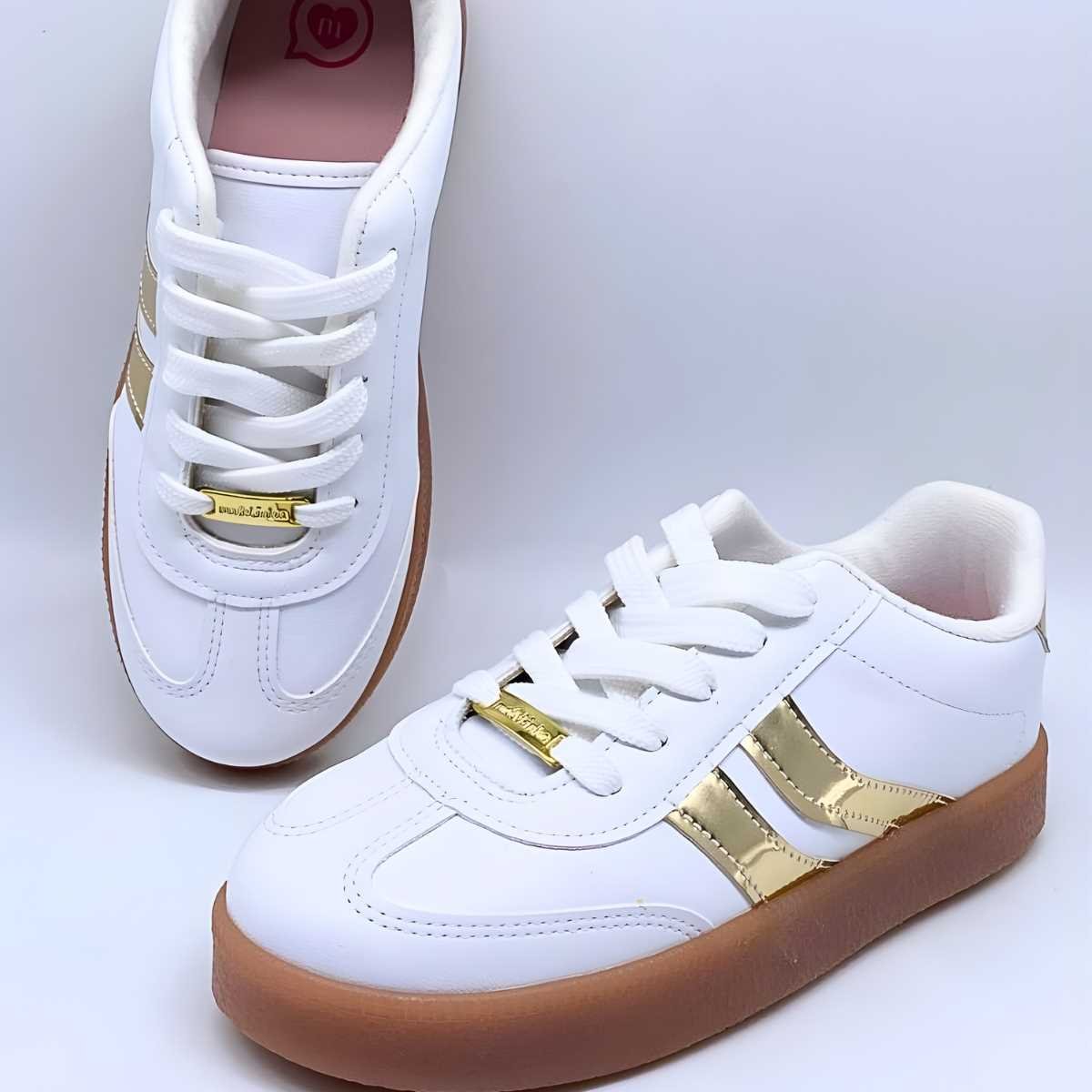 Tênis Casual Infantil Menina Molekinha 2582.102 Branco/Dourado 6