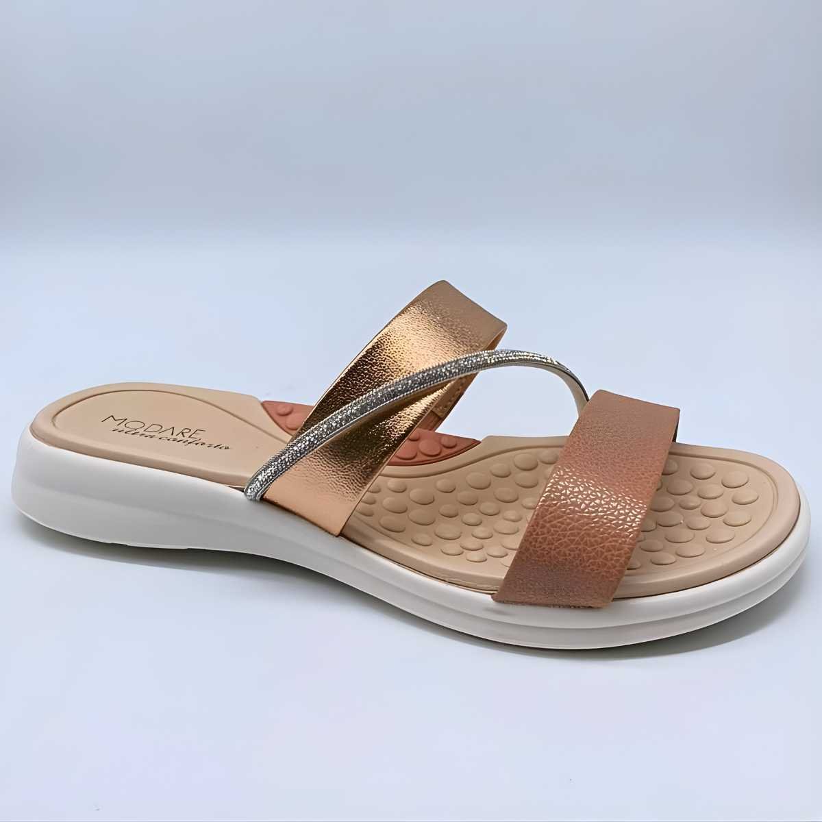 Sandália Feminina Modare Conforto Estilo 2 Tiras Brilho 7174.115