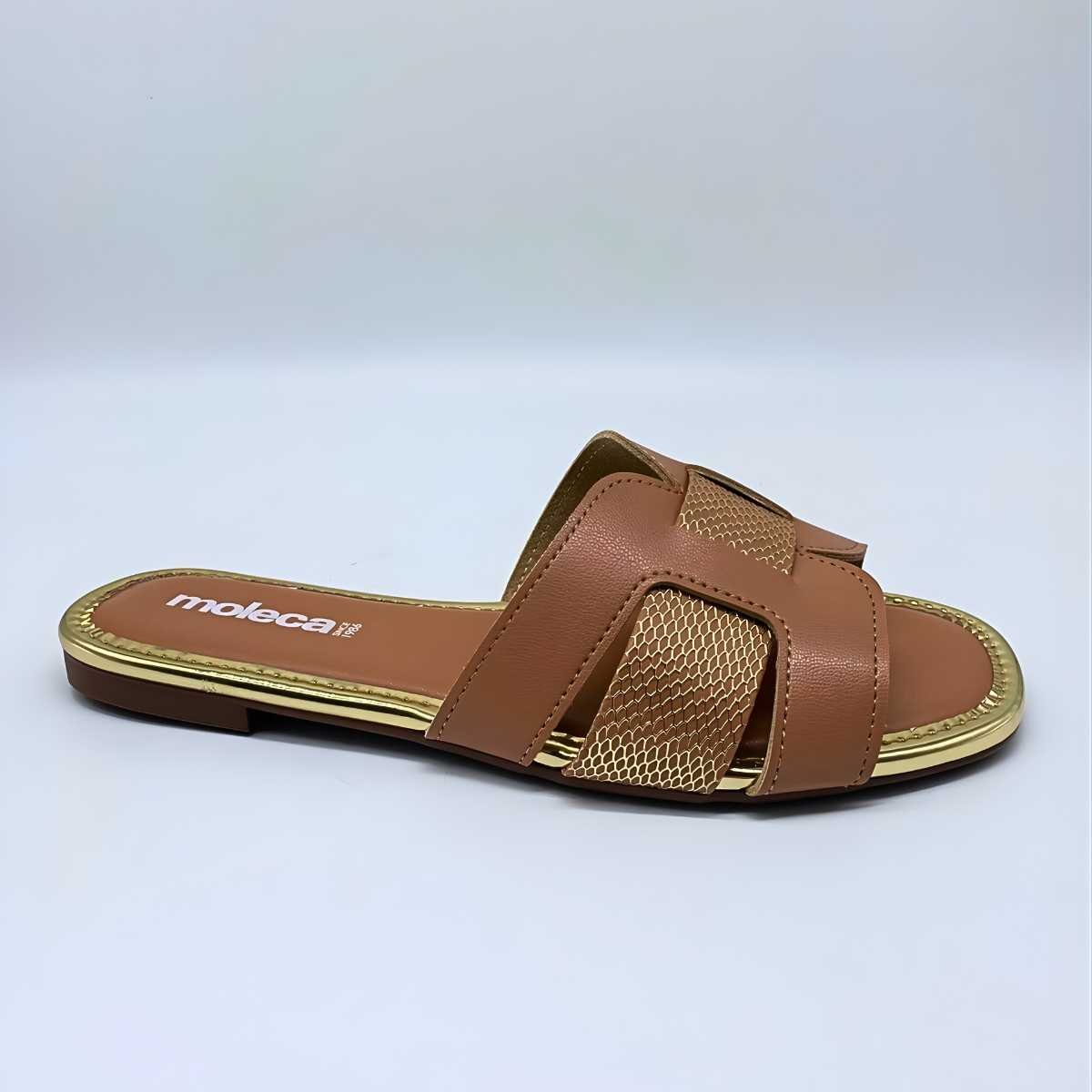 Sandália Feminina Moleca H Moderno Metalizado Estilo 5435.553