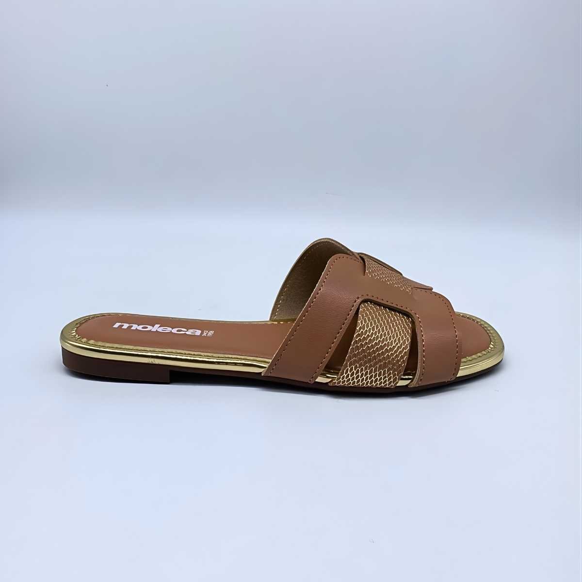 Sandália Feminina Moleca H Moderno Metalizado Estilo 5435.553 Marrom 2