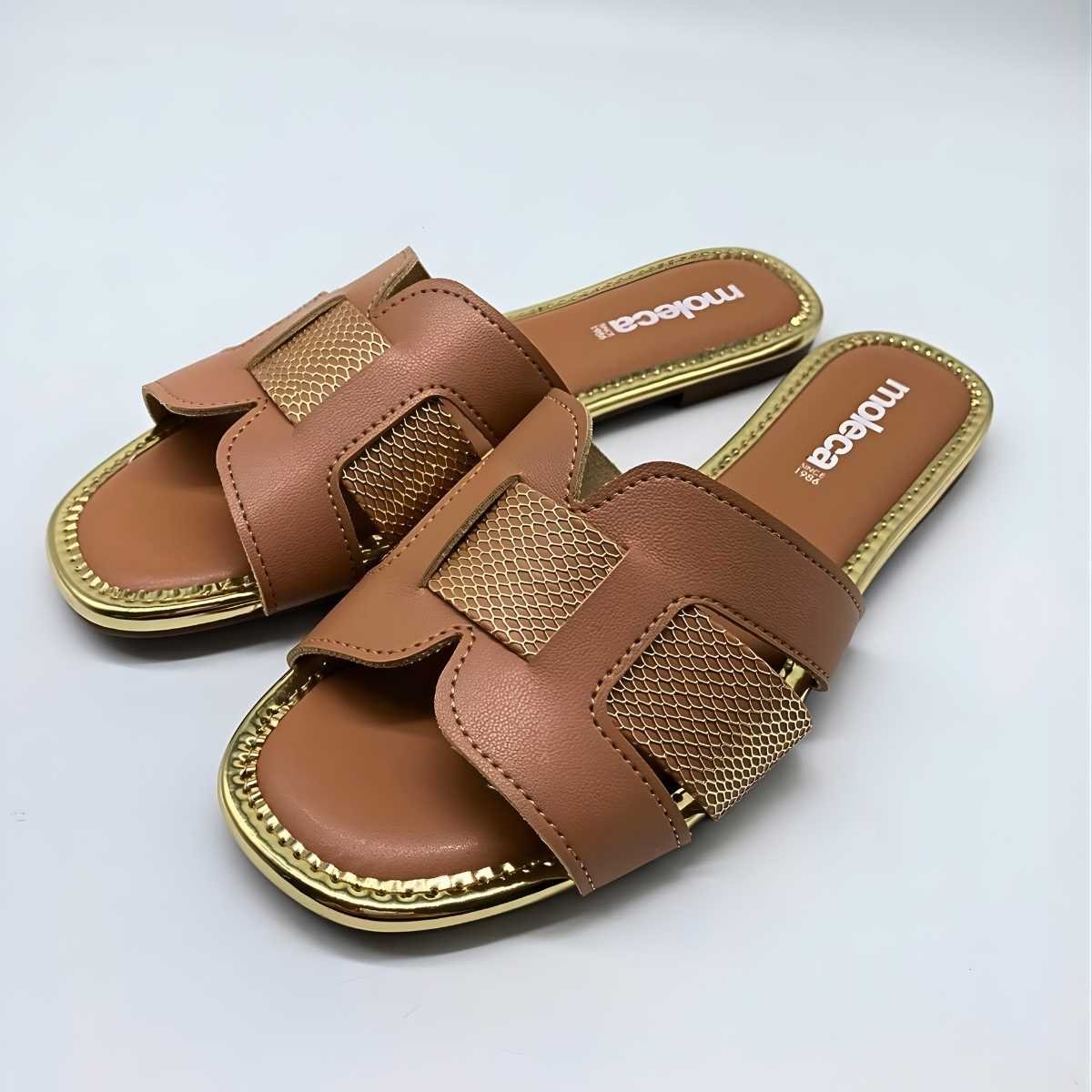 Sandália Feminina Moleca H Moderno Metalizado Estilo 5435.553 Marrom 4