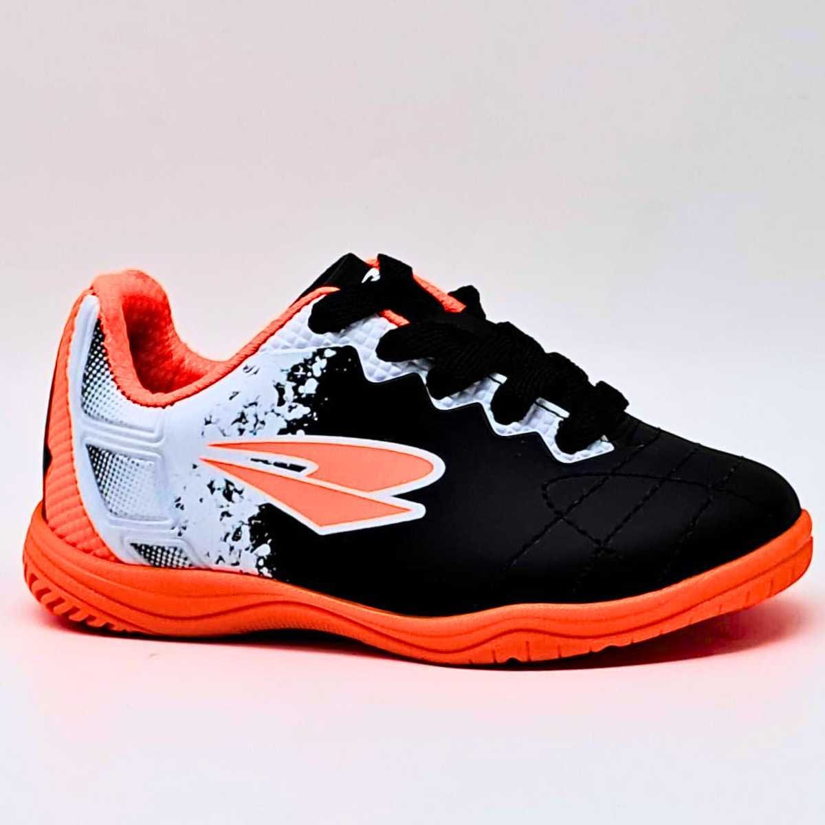 Chuteira Futsal Bebê Menino Dray 5304 Preto/Laranja 2