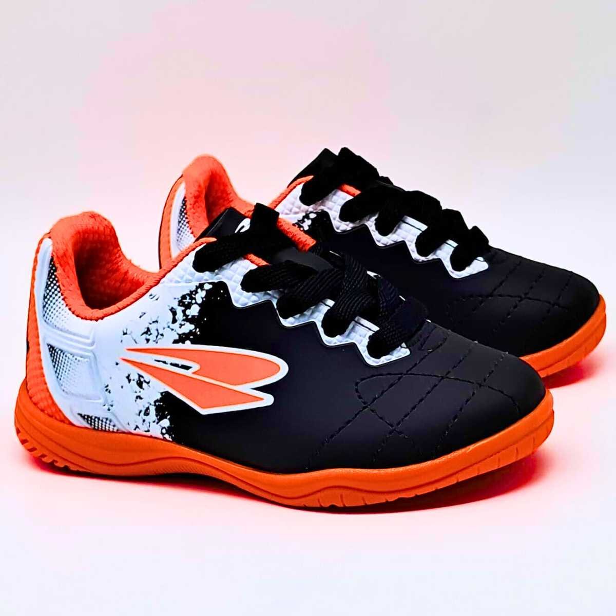 Chuteira Futsal Bebê Menino Dray 5304 Preto/Laranja 4