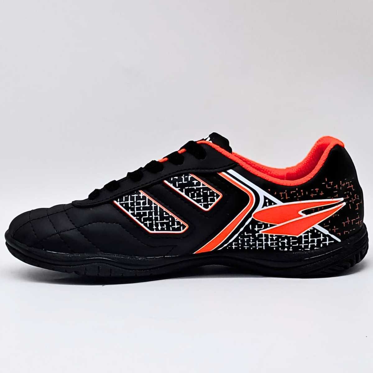 Chuteira Masculino Dray Futsal Esportivo Confortável 305 Preto/Laranja 2