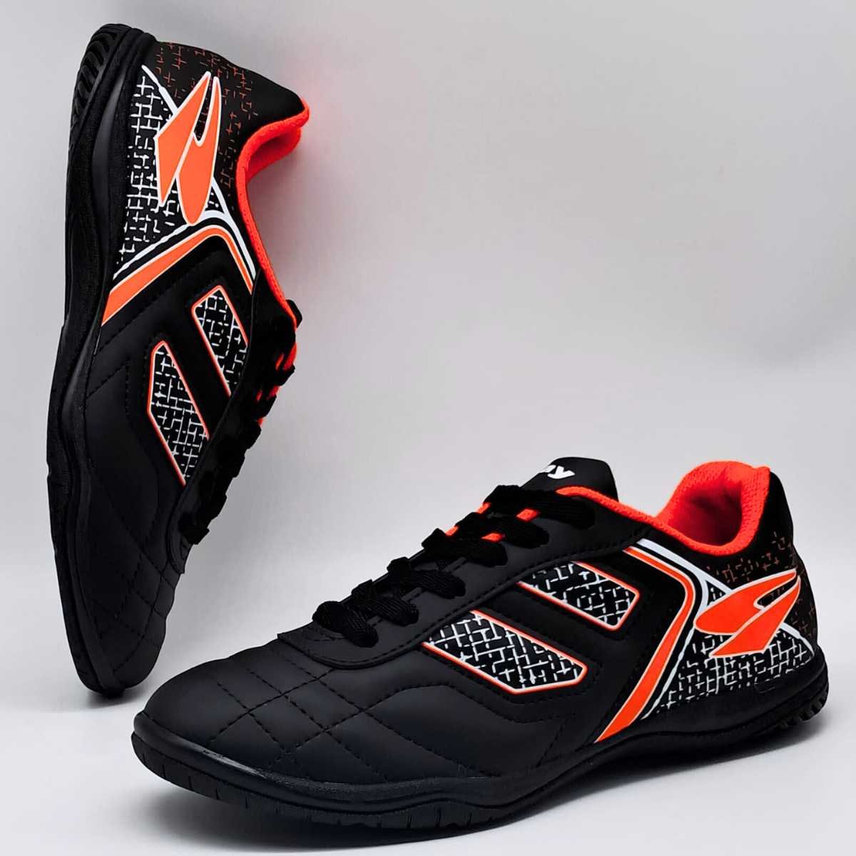 Chuteira Masculino Dray Futsal Esportivo Confortável 305 Preto/Laranja 5