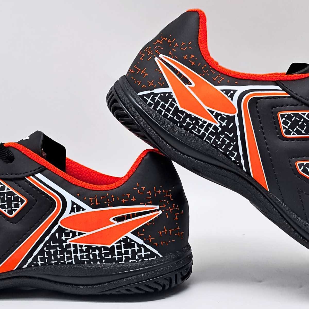 Chuteira Masculino Dray Futsal Esportivo Confortável 305 Preto/Laranja 6