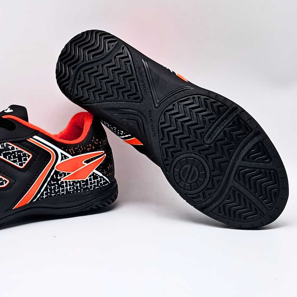 Chuteira Masculino Dray Futsal Esportivo Confortável 305 Preto/Laranja 7